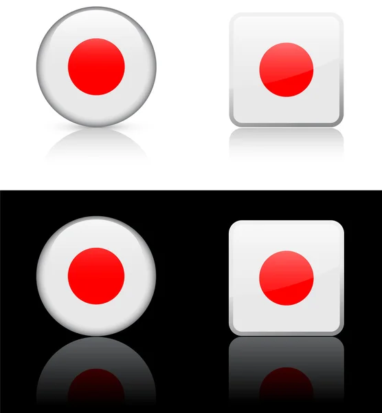 Tasten der japanischen Flagge auf weißem und schwarzem Hintergrund — Stockvektor