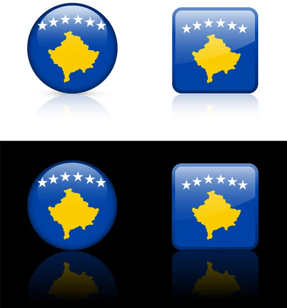 白色和黑色背景上的科索沃标志按钮 — 图库矢量图片