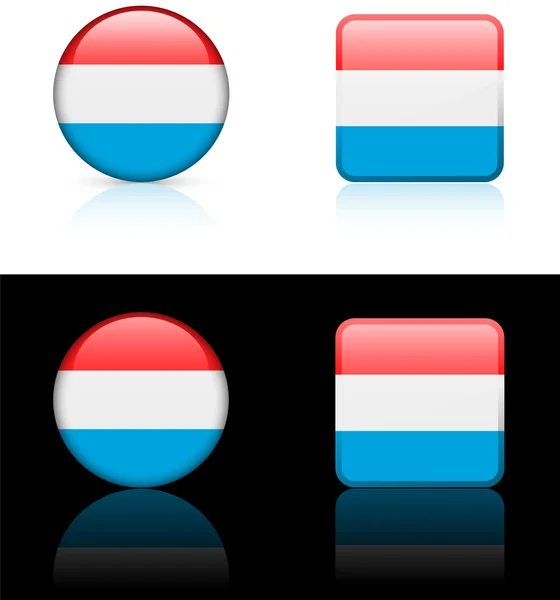 Люксембург прапор кнопок на білий і чорний фон — стоковий вектор