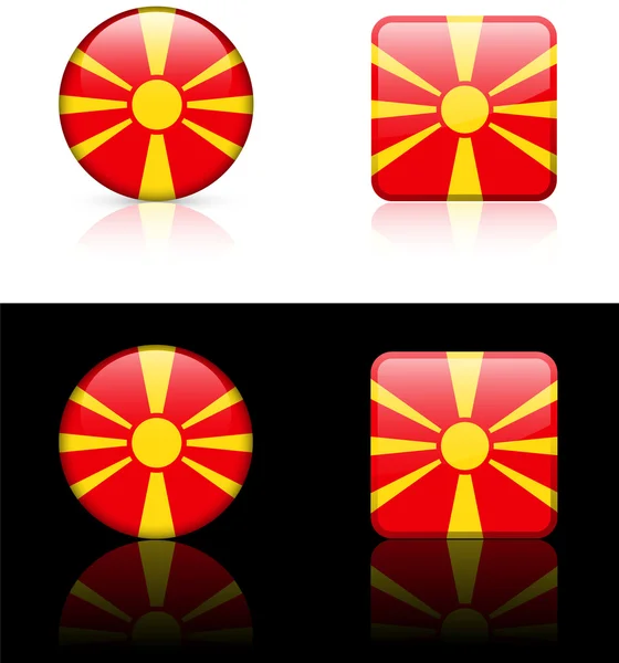 白色和黑色的背景上马其顿国旗按钮 — 图库矢量图片