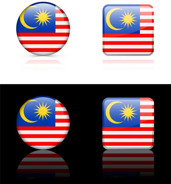 Malaysia Flag Buttons on White and Black Background — Stock Vector