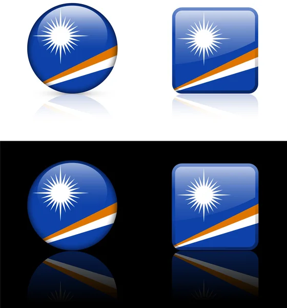 Marshall Islands Flag Buttons on White and Black Background — Stock Vector