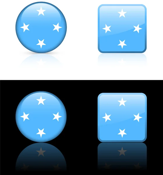 密克罗尼西亚联邦白色和黑色背景上的标志按钮 — 图库矢量图片