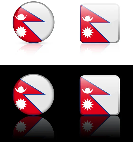 白色和黑色的背景上尼泊尔国旗按钮 — 图库矢量图片