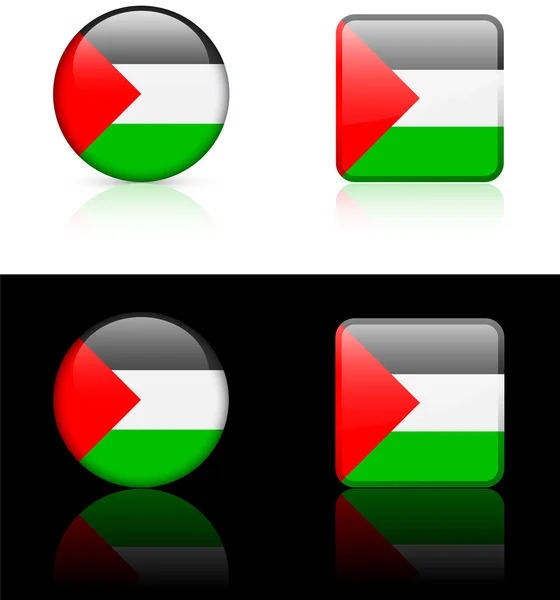 Palestina vlajky tlačítka na bílé a černé pozadí — Stockový vektor