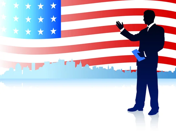 Businessman with American Flag Background — Stock Vector