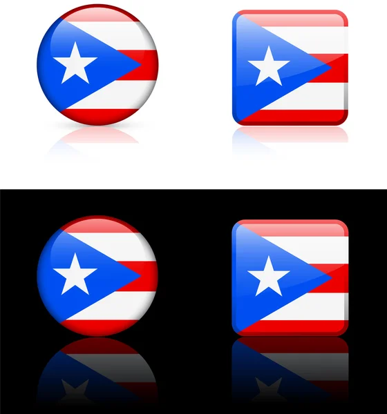 Puerto Rico Flag Buttons on White and Black Background — Stock Vector