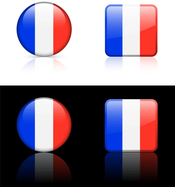 Reunion bayrak düğmelerini beyaz ve siyah arka plan üzerinde — Stok Vektör