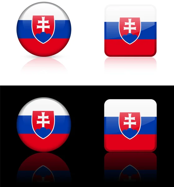 Botones de bandera de Eslovaquia sobre fondo blanco y negro — Archivo Imágenes Vectoriales