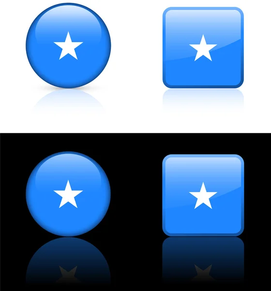 Somalia flag buttons auf weißem und schwarzem Hintergrund — Stockvektor
