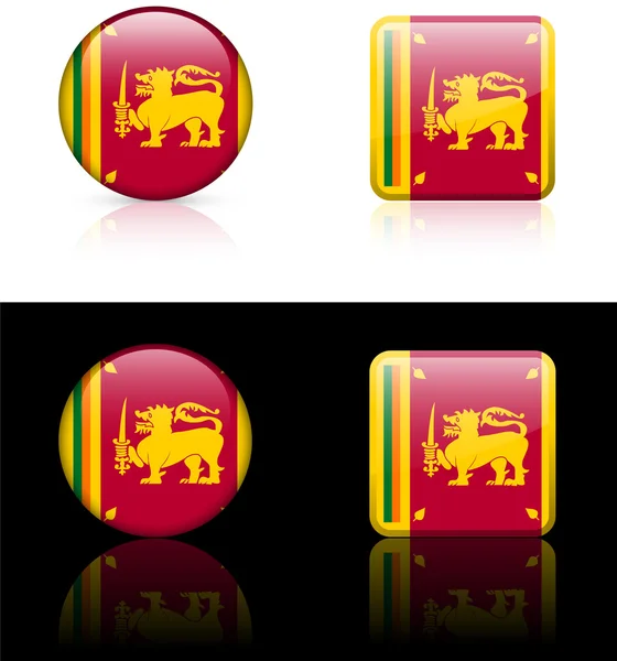 Srilanka flag buttons auf weißem und schwarzem Hintergrund — Stockvektor