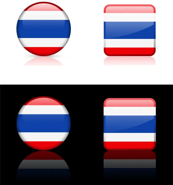 泰国在白色和黑色背景上的标志按钮 — 图库矢量图片