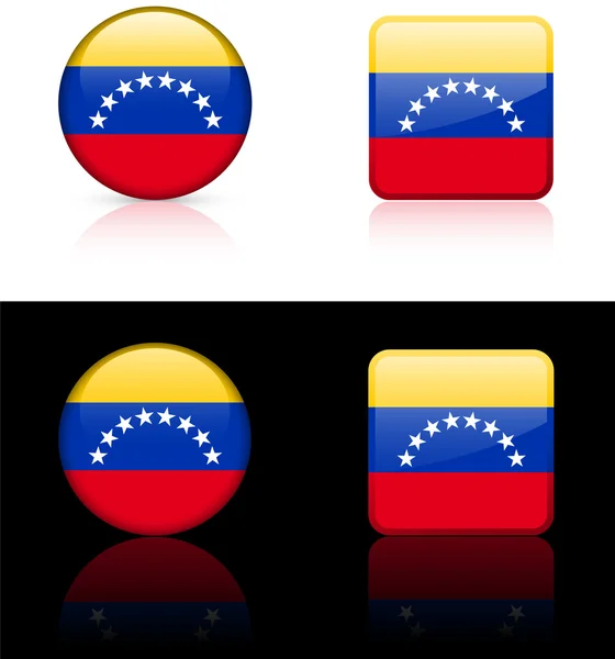Botones de bandera de Venezuela sobre fondo blanco y negro — Vector de stock