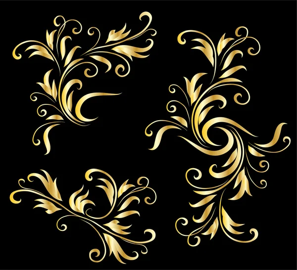 Altın dekoratif tasarım öğeleri — Stok Vektör