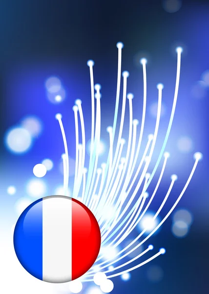 Кнопка Інтернет Франції з фоном оптичні волокна — стоковий вектор