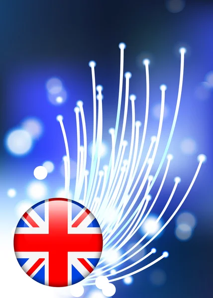 Fiber optik arka plan üstünde İngiliz Internet düğme — Stok Vektör