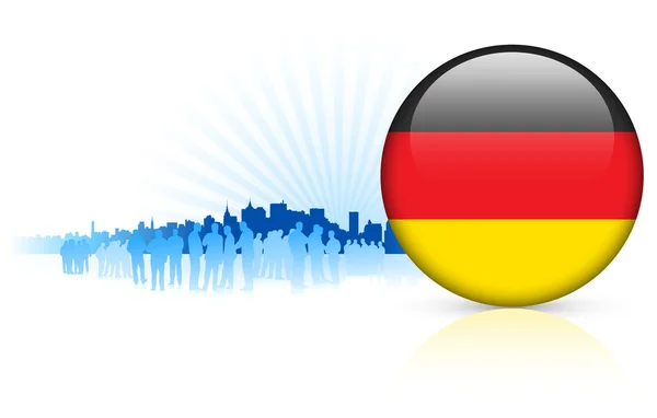 Duitsland internet knop met skyline achtergrond — Stockvector