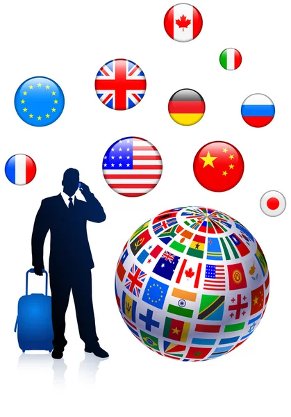 Businessman Global Travel — Stock Vector