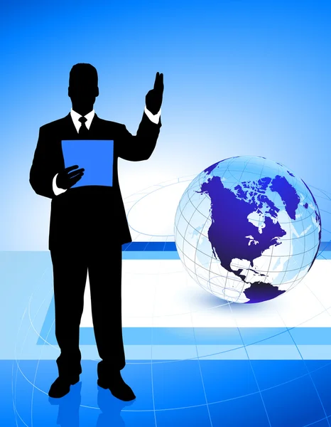 Businessman on Globe Background — Stock Vector