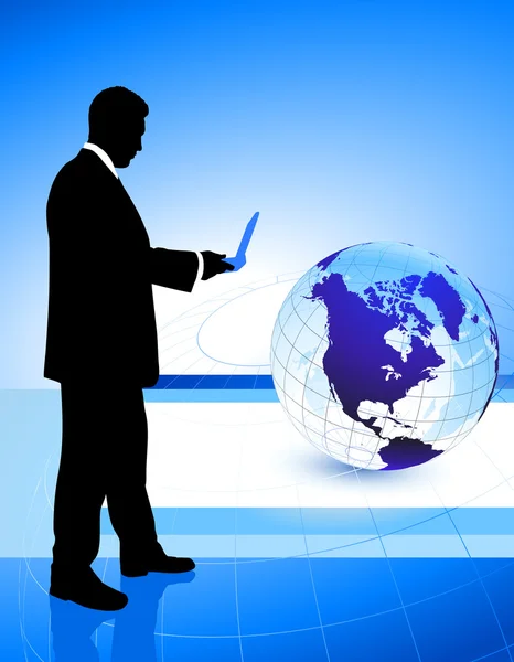 Businessman on Globe Background — Stock Vector