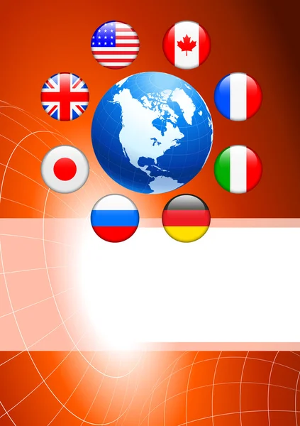 インターネット旗ボタンの背景を持つ世界 — ストックベクタ