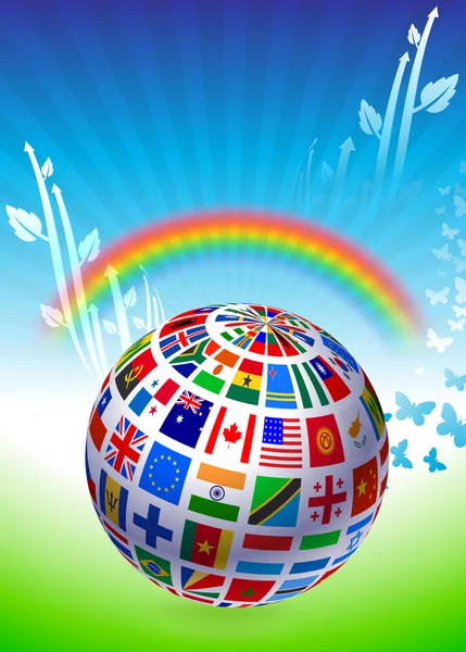 Flags Globe on Natural Background — Stock Vector