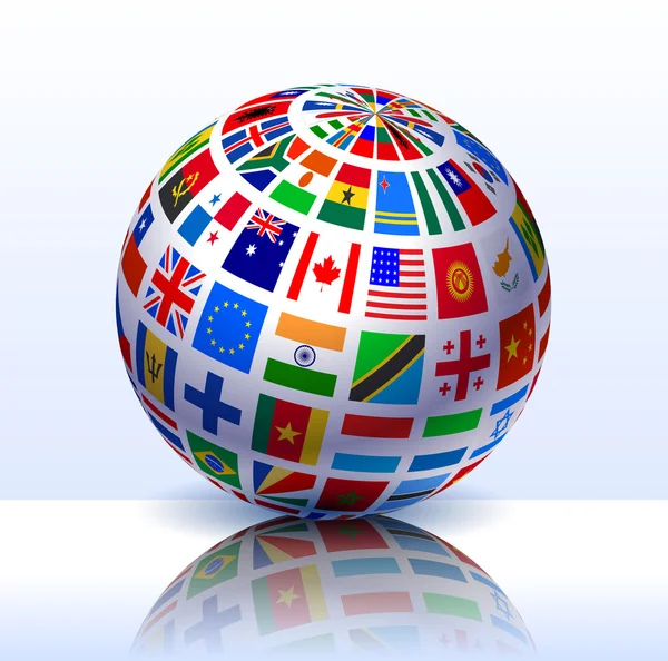 Flags Globe Internet Background — Stock Vector