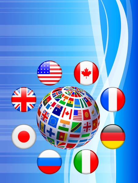 Flaggen Globus mit Internet-Buttons — Stockvektor