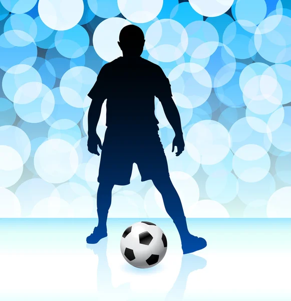 Soccer Player on Lens Flare Background — Stock Vector