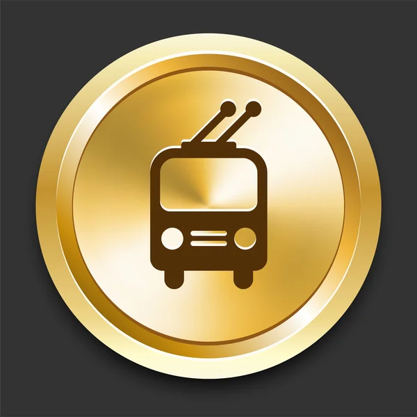 Trolley auf goldenem Internetknopf — Stockvektor