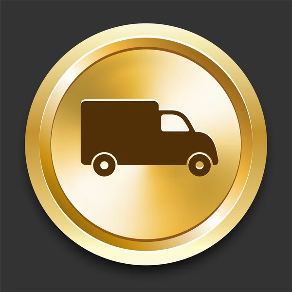 Truck on Golden Internet Button — Stock Vector