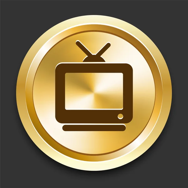 Fernsehen auf goldenem Internetknopf — Stockvektor