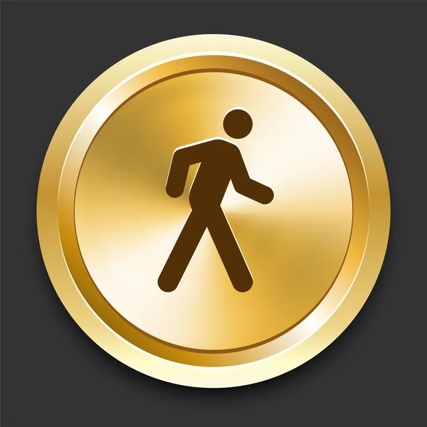 Walking on Golden Internet Button — Stock Vector