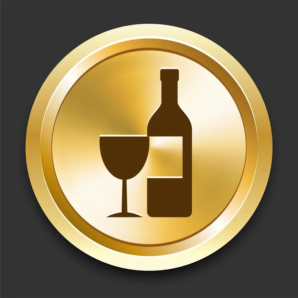 Wine on Golden Internet Button — Stock Vector