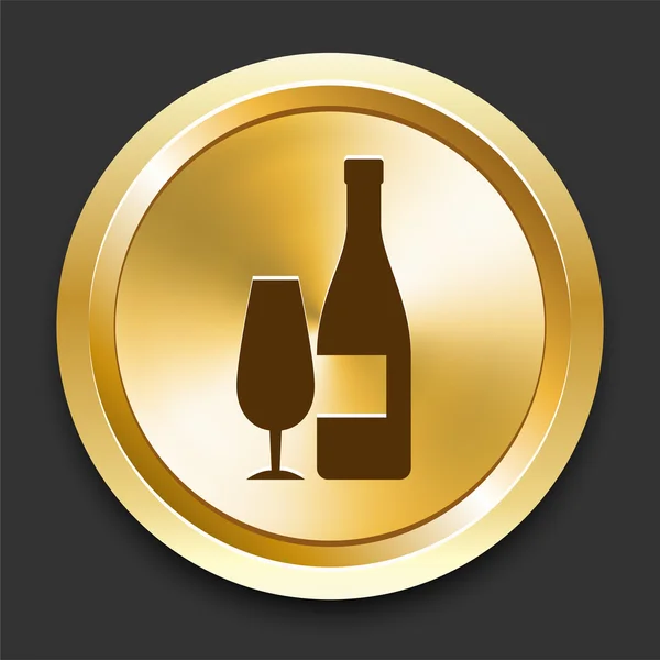 Champagne on Golden Internet Button — Stock Vector