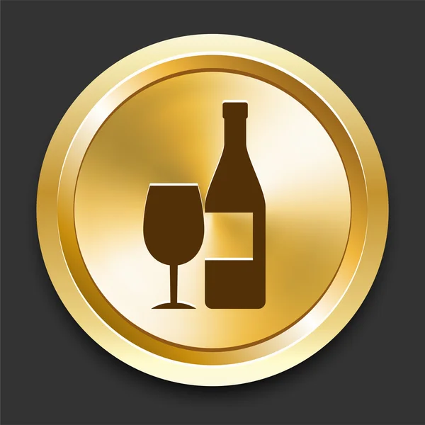 Víno zlatý internet tlačítko — Stockový vektor