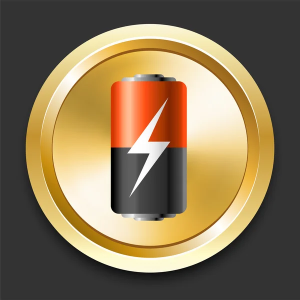 Battery on Golden Internet Button — Stock Vector