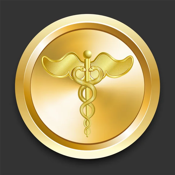 Caduceus on Golden Internet Button — Stock Vector