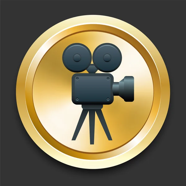 Filmkamera auf goldenem Internetknopf — Stockvektor