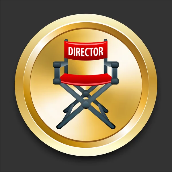 Director de la silla en el botón de Internet de oro — Vector de stock