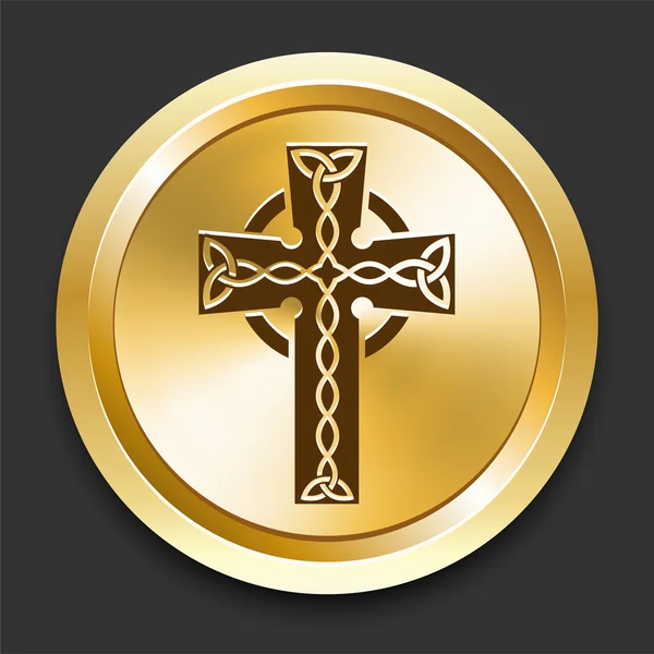 Croix sur le bouton d'Internet doré — Image vectorielle