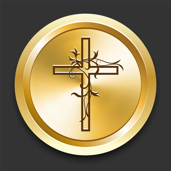 Croix sur le bouton d'Internet doré — Image vectorielle