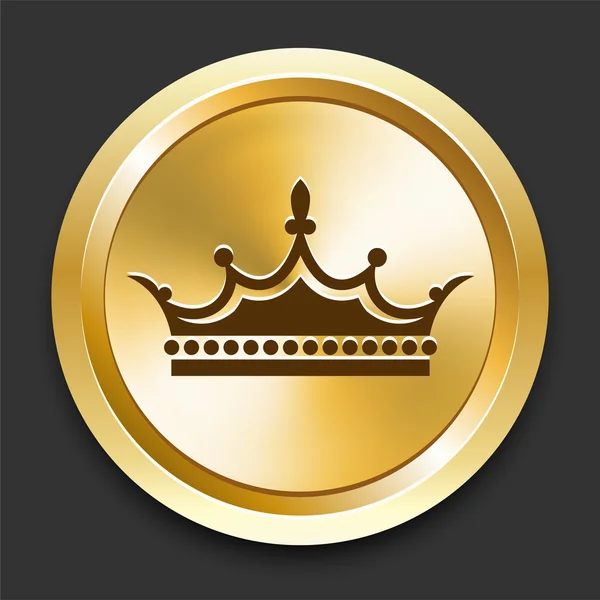 Krone auf goldenem Internetknopf — Stockvektor