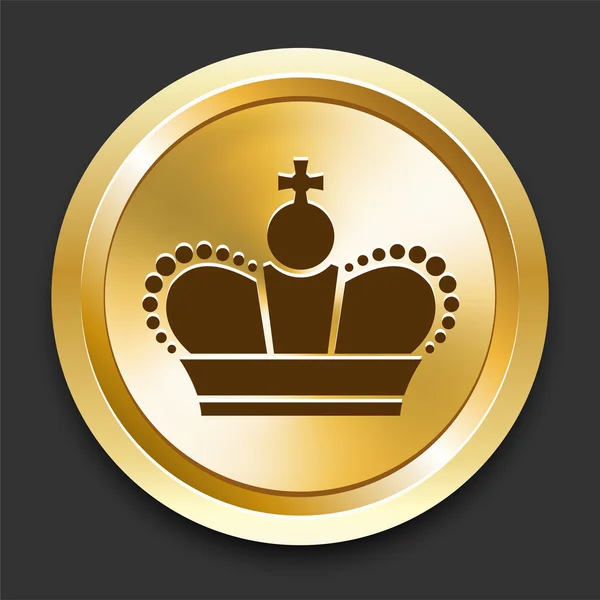 Krone auf goldenem Internetknopf — Stockvektor