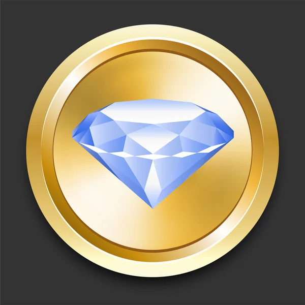 Diamante en botón de Internet de oro — Vector de stock