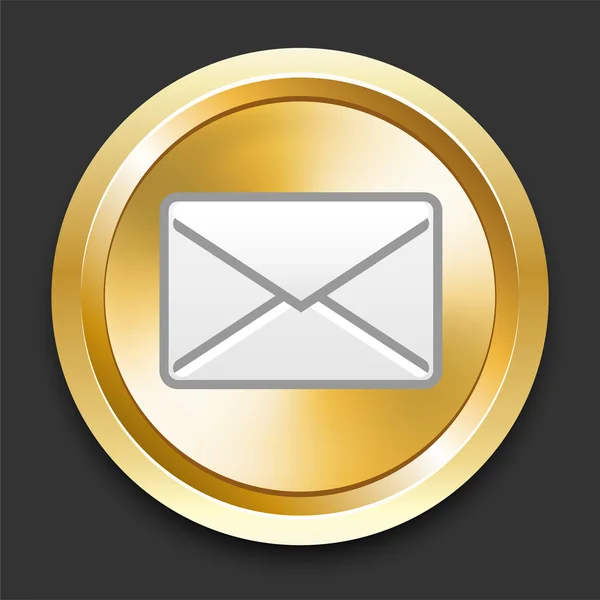 Mail Envelope on Golden Internet Button — Stock Vector