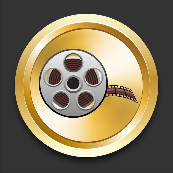 Film Reel on Golden Internet Button — Stock Vector