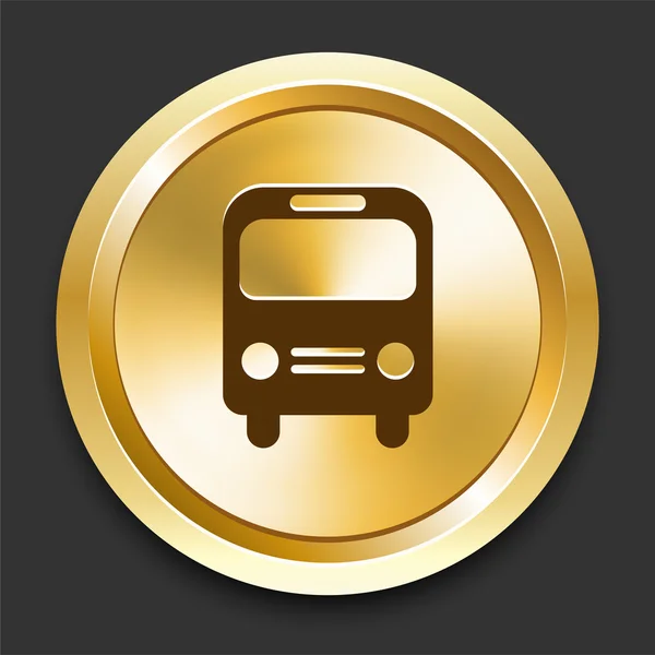 黄金のインターネット ボタン上のバス — ストックベクタ
