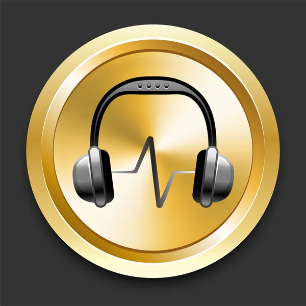 Headphones on Golden Internet Button — Stock Vector