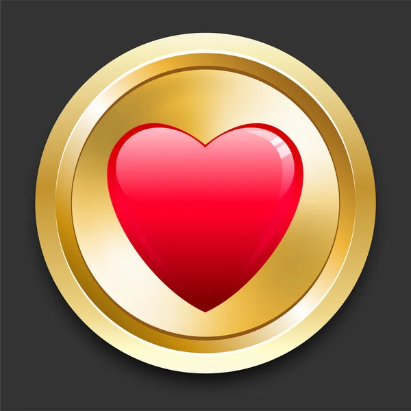Heart on Golden Internet Button — Stock Vector